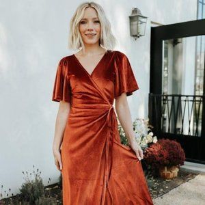 Baltic Born Meghan Velvet Wrap Maxi Dress | Rust | Small